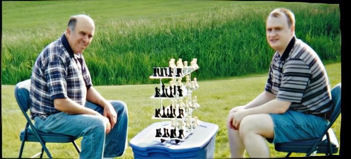 father and son playing